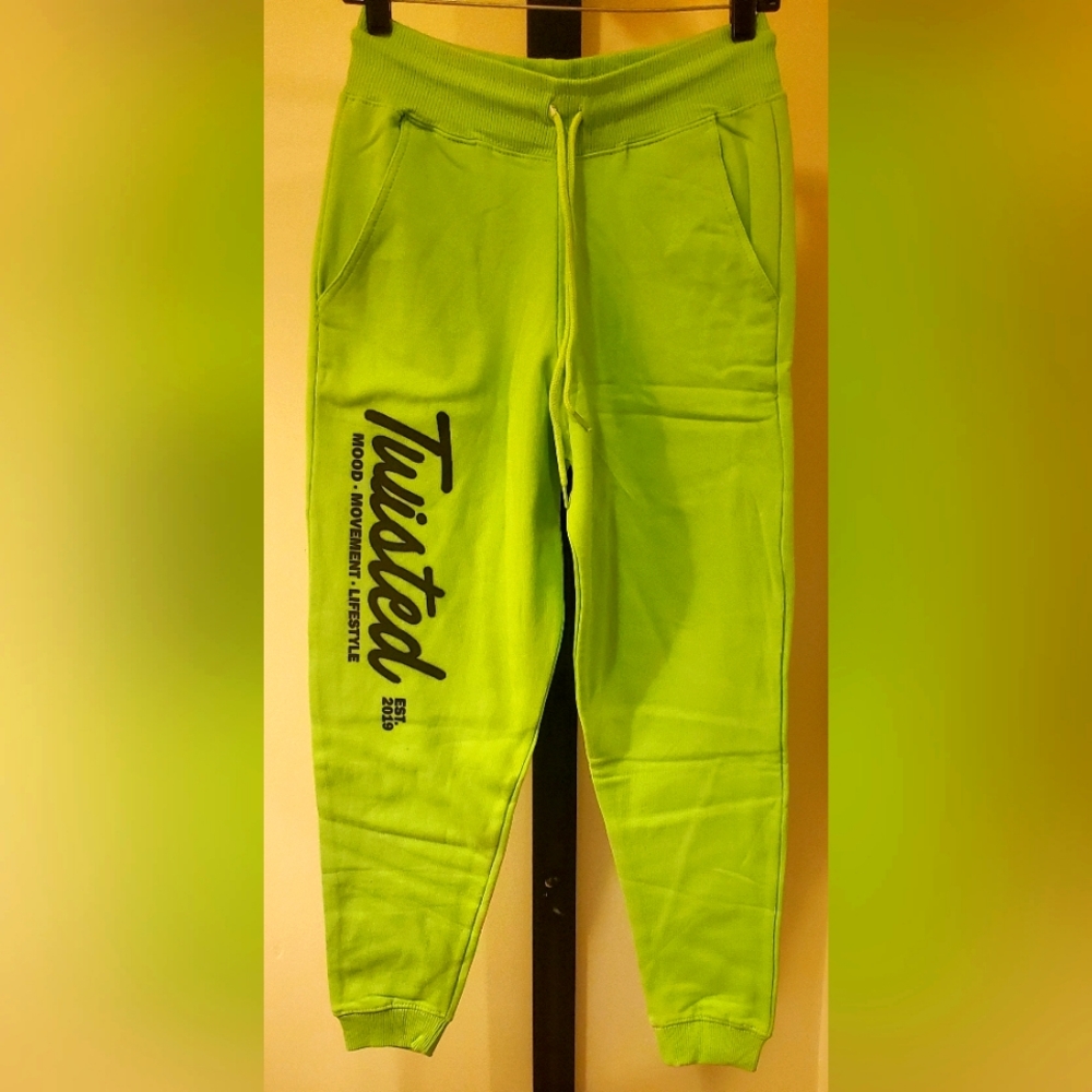 Twisted Neon Green Mood Movement Lifestyle Adult Unisex Joggers Sweatpants